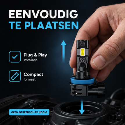 HaloVision Turbo LED Koplampen HIR2 9012 – 25W 5000Lm 6000K Helder Wit – Canbus Plug en Play Dimlicht Grootlicht LED Set van 2 Autolampen