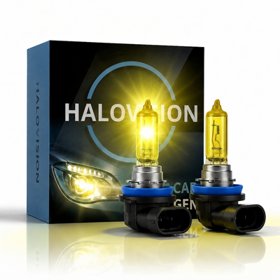 HaloVision Halogeen Koplampen H8 – 12V 3000K Retro Geel – Warmgeel Klassiek Dimlicht Grootlicht Halogeenlampen Set van 2 Autolampen