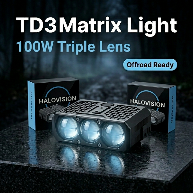 Halovision Turbo LED Grill Verlichting - Set van 2 Triple Lens Matrix Laser Lampen 70W/100W - Auto en Offroad Voertuigen 12V-24V Combo Beam IP68