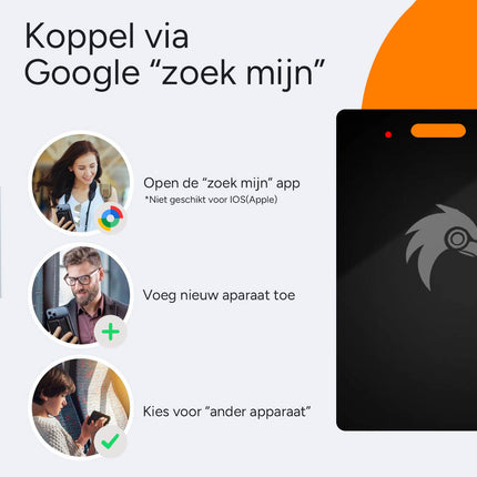 HawkDash Ultradunne Global GPS Android Tracker Card – Draadloos Opladen Waterdichte Smart Wallet Tracker Compatibel met Google Find My Device - VCTparts.nl