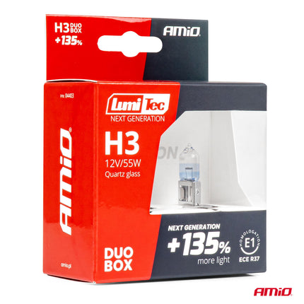 LumiTec Next Gen Halogeenlampen H3 12V 55W +135% Lichtopbrengst – DUO Set Auto Mistlamp Koplamp ECE Goedgekeurd - VCTparts.nl