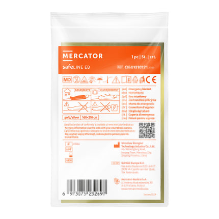 Mercator SafeLINE Reddingsdeken 160x210 cm – Thermische Nooddeken voor Auto EHBO en Noodsituaties Warmtedeken