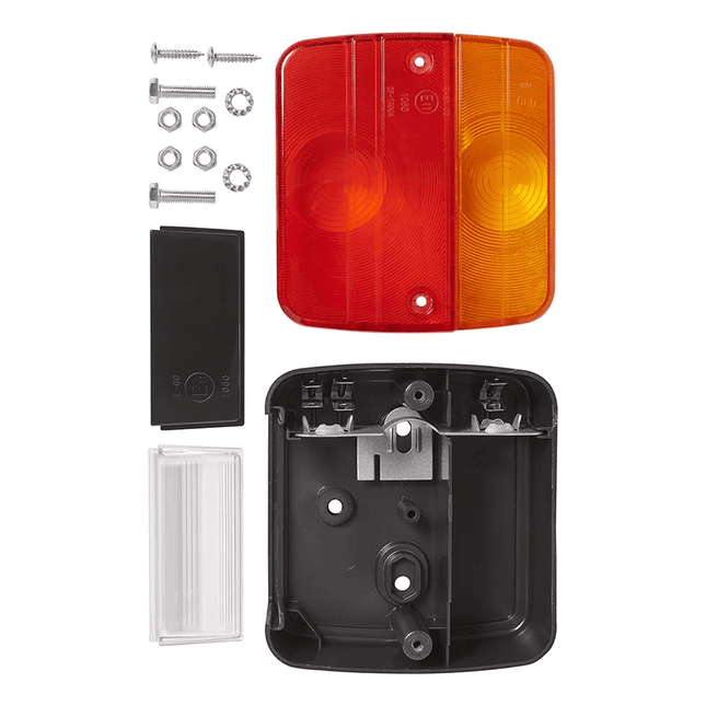 Aanhanger Achterlicht en Kentekenplaatverlichting 4 functies 98x104mm Remlicht Knipperlicht E11 - gekeurd - VCTparts.nl