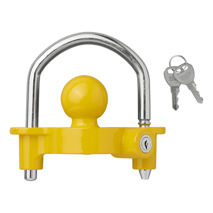 Aanhanger Koppelingsslot met Beugel en Cilinderslot [Aanhangerslot - Disselslot - RVS] - VCTparts.nl