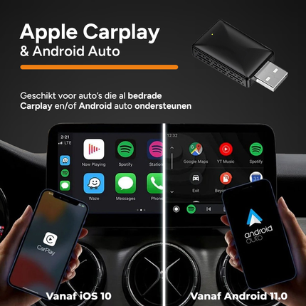VCTparts 2-in-1 Wireless CarPlay Adapter – Eenvoudige Plug en Play Mini Dongle voor CarPlay en Android Auto - VCTparts.nl