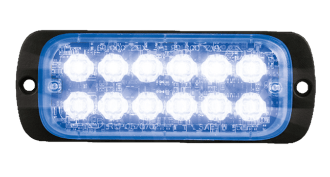 AEB LED Flitser 12 LEDs Blauw 12 - 24V ECE R65 Klasse 2 Opbouw Bevestiging - VCTparts.nl