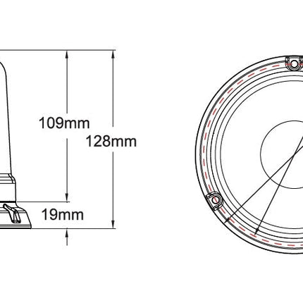AEB LED Flitslicht Oranje 3 - Puntsbevestiging 12V 24V Zwaailamp R65 R10 IP65 - VCTparts.nl