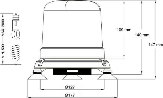 AEB Stroboscoop Zwaailicht LED Magnetisch 12 - 24V Blauw Voor Hulpdiensten - VCTparts.nl