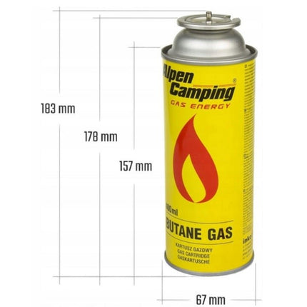 Alpen Camping Butaangasfles 400ml Gaspatroon Gasbus – Betrouwbaar kookgas voor onderweg en noodpakket - VCTparts.nl