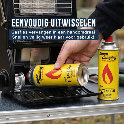 Alpen Camping Butaangasfles 400ml Gaspatroon Gasbus – Betrouwbaar kookgas voor onderweg en noodpakket - VCTparts.nl