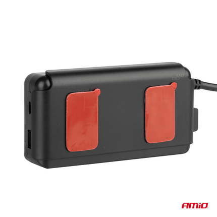 AMiO AMiO 3 Dubbele Sigarettenaansteker Plug Splitter met (3x USB - A & 1x USB - C) 12V/24V en Voltmeter Zwart AMiO 2