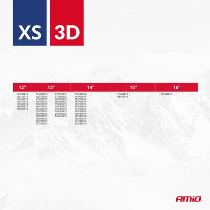 AMiO AMIO 3D XS Textiele Sneeuwkettingen voor Autobanden – EN16662 - 1 ÖNORM V5121 – Veilig Rijden op Sneeuw en IJs AMiO 3