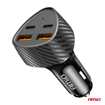 AMiO AMiO Auto Lader 50W 2x USB - A en 2x USB - C - Snellader voor Auto en Truck Multi Poort Oplader voor Smartphones en Tablets AMiO 5
