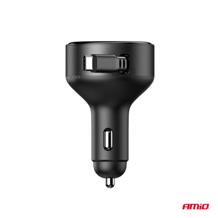 AMiO AMiO Auto Lader Met Oprolbare USB - C Kabel 60W 12 - 24V - Snellader Met USB - C Poort en Power Delivery voor Auto en Truck AMiO 4