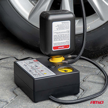 AMiO AMiO Bandenreparatie- en Oppompset 19mm Cilinder 12V - Compressor Lekke Band Repareren en Oppompen Auto AMiO 3