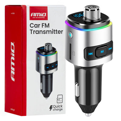 AMiO Bluetooth FM Transmitter Auto – 2× USB-A MicroSD Handsfree Muziek 87,5–108 MHz