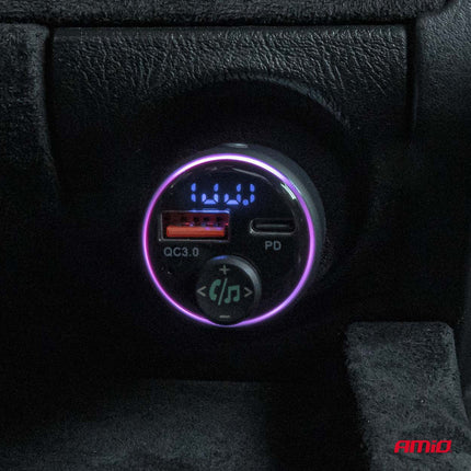 AMiO AMiO Bluetooth FM Transmitter Auto – USB - C en USB - A Snellader – Handsfree Bellen – 12V/24V – Draadloze Muziekstreaming AMiO 4