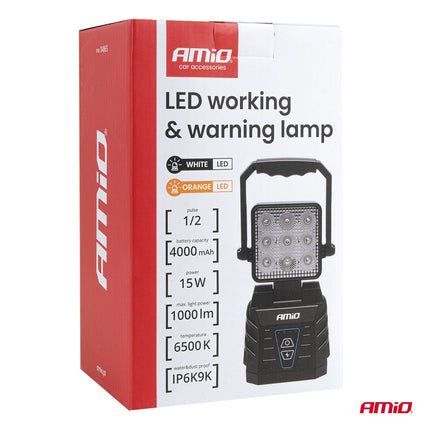 AMiO AMiO LED Werklamp en Waarschuwingslamp 15W Accu - Draagbare Werkverlichting met Waarschuwingsfunctie voor Werkplaats en Bouw AMiO 6