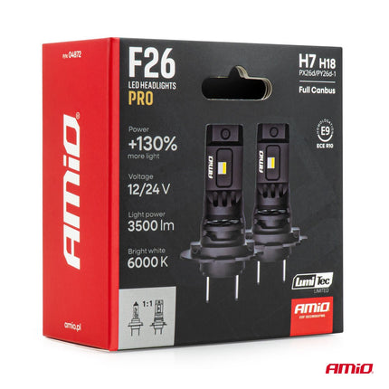 AMiO AMiO LumiTec F26 Night Breakers H7 H18 +130% PRO LIMITED LED Koplampen - 68W 12V 24V FULL CANBUS Dimlicht Grootlicht AMiO 7