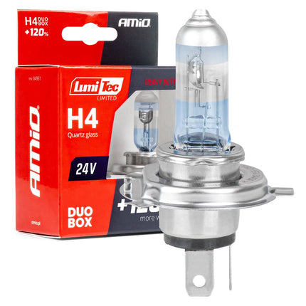 AMiO AMiO LumiTec Limited +120% Halogeenlampen H4 24V 75/70W P43t Duo – Tot 120% Meer Licht Voor Vrachtwagens en Bussen AMiO 1