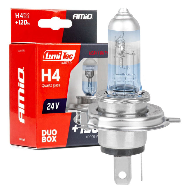 AMiO AMiO LumiTec Limited +120% Halogeenlampen H4 24V 75/70W P43t Duo – Tot 120% Meer Licht Voor Vrachtwagens en Bussen AMiO 1