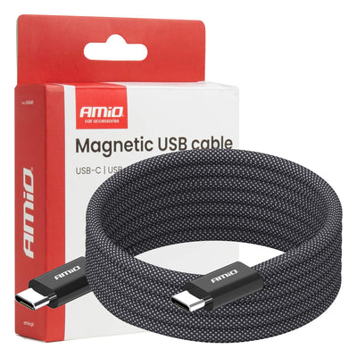 AMiO Magnetische USB-C naar USB-C Kabel 60W 1 Meter – Snelladen Oplaadsnoer en Data Kabel met Magnetische Aansluiting