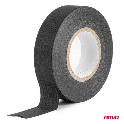 AMiO AMiO PET Stoffen Isolatietape Glad Zwart 19mm x 25m x 0.14mm - Professionele Kabelisolatie Tape voor Auto, Elektrische Installaties en Montagewerk AMiO 4