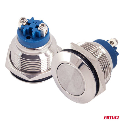 AMiO AMiO Ronde RVS Schakelaar 19mm ON/OFF 5A 12V 230V - Duurzame Auto en Elektronica Schakelaar voor Paneelinstallatie AMiO 3