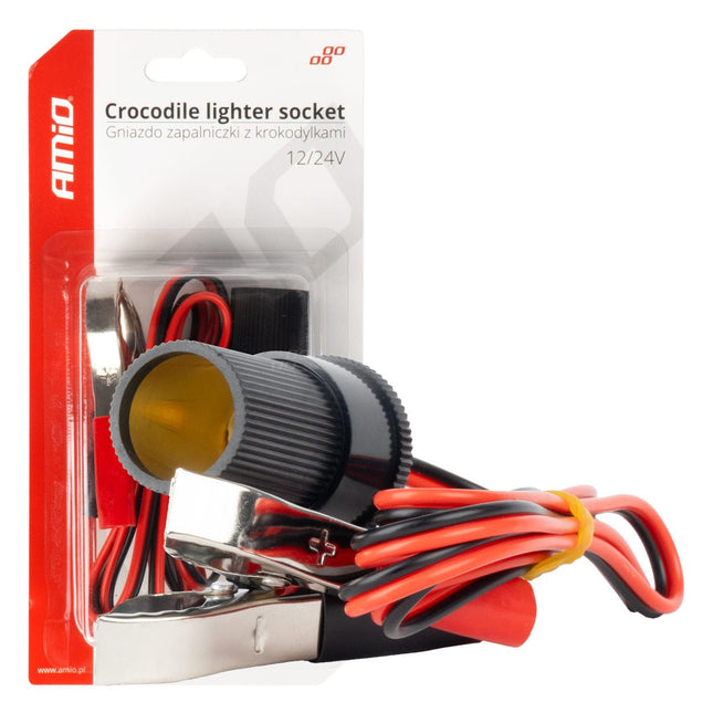 AMiO AMiO Sigarettenaansteker Adapter met Krokodillenklemmen 12V/24V - 100cm Kabel voor Auto en Truck AMiO 1
