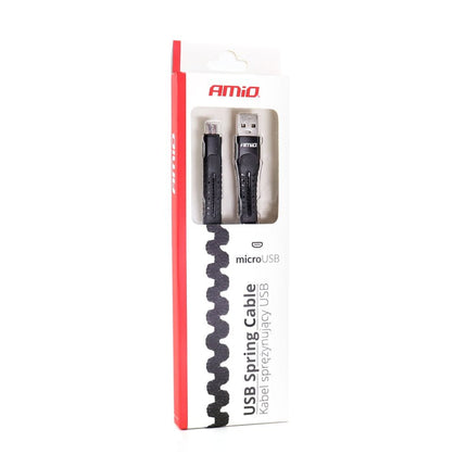 AMiO AMiO USB naar Micro USB Krulsnoer 1.2m – UC - 12 Zwarte Spiraalkabel Oplaadkabel Auto Compact en Flexibel AMiO 5