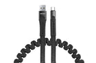AMiO AMiO USB naar Micro USB Krulsnoer 1.2m – UC - 12 Zwarte Spiraalkabel Oplaadkabel Auto Compact en Flexibel AMiO 1
