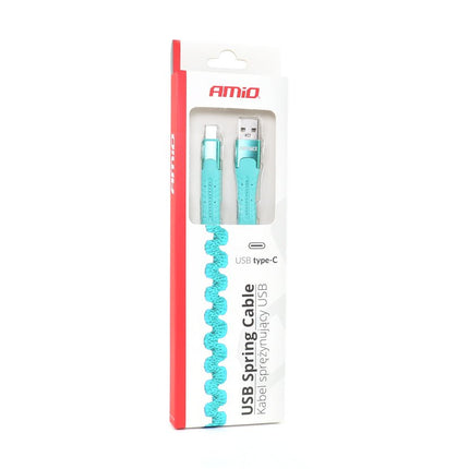 AMiO AMiO USB naar USB C Krulsnoer 1.2m – UC - 14 Witte Spiraalkabel Wit Oplaadkabel Auto Compact en Flexibel AMiO 5