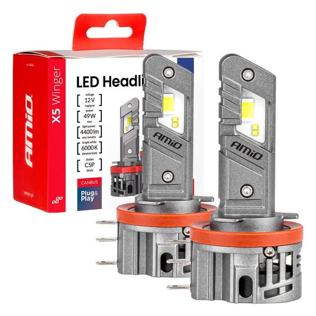AMiO AMiO X5 Winger H15 LED Koplampen 49W 6000K CANBUS – Xenon Wit Auto Lamp Set met Ventilator Koeling AMiO 1