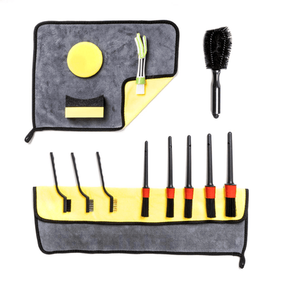 AMiO Auto Detailing Schoonmaak Set met Borstels Doeken Kwasten en Sponsen 14 stuks