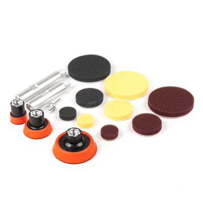 AMiO Auto Polijst Schijven Complete Set (15 stuks) Rood-Geel-Zwart