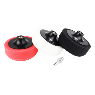 AMiO Auto Polijst Schuimborstels voor Boormachine (3 stuks) M14 (125mm) Rood-Wit-Zwart