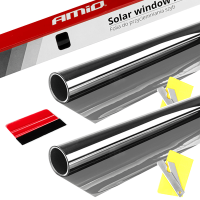 AMiO Autoraam Folie Tint Vinyl Zwart 50x300cm (60%) - Zwarte Ramenfolie 2 stuks voor Zonwering en Privacy met Strijkpas (set)