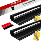 AMiO AMiO Autoraam Folie Tint Vinyl Zwart 75x300cm (15%) - Zwarte Ramenfolie 2 stuks voor Zonwering en Privacy met Strijkpas (set) Combideal 1