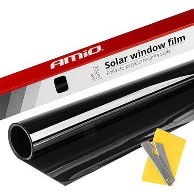 AMiO Autoraam Folie Tint Vinyl Zwart 75x300cm (15%) - Zwarte Ramenfolie voor Zonwering en Privacy met Tool