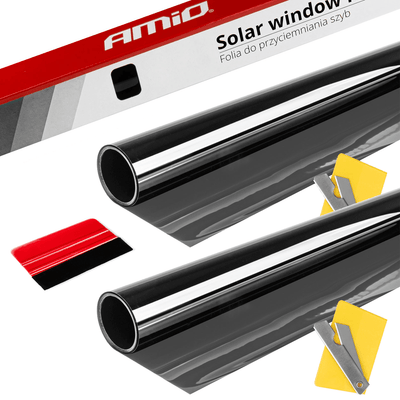 AMiO Auto Raamfolie Tint Vinyl Zwart 75x300cm (30%) - Zwarte Ramenfolie 2 stuks voor Zonwering en Privacy met Strijkpas (set)