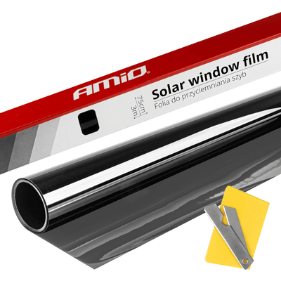 AMiO Autoraam Folie Tint Vinyl Zwart 75x300cm (30%) - Zwarte Ramenfolie voor Zonwering en Privacy met Tool
