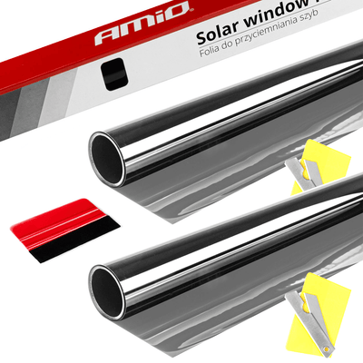 AMiO Autoraam Folie Tint Vinyl Zwart 75x300cm (60%) - Zwarte Ramenfolie 2 stuks voor Zonwering en Privacy met Strijkpas (set)