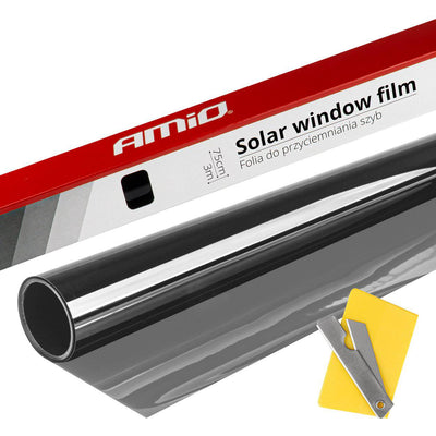 AMiO Autoraam Folie Tint Vinyl Zwart 75x300cm (60%) - Zwarte Ramenfolie voor Zonwering en Privacy met Tool