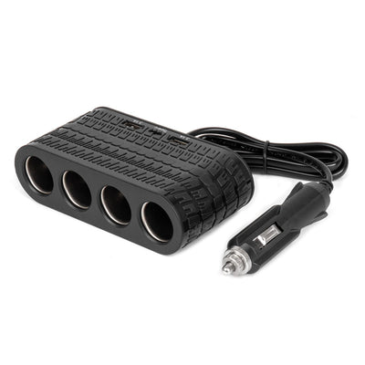 AMiO Autolader Splitter 4x 12V + 2x USB-A USB-C 120W – Verlengkabel 80cm voor Auto, Camper en Vrachtwagen
