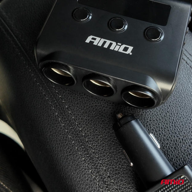 AMiO AMiO Autolader Splitter 4x USB - A 180W – Snellader met QC 3.0 PD 3.0 en LED Display voor Auto en Bestelwagen AMiO 2