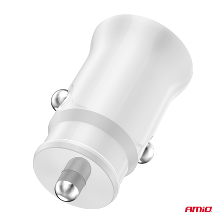 AMiO Autolader Telefoon 2x USB - A 2.1A 12/24V Wit - VCTparts.nl