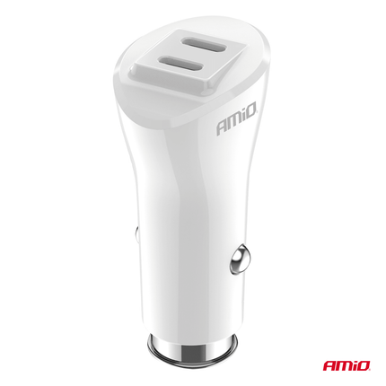 AMiO AMiO Autolader Telefoon Dual USB - C 40W 12/24V Wit AMiO 5