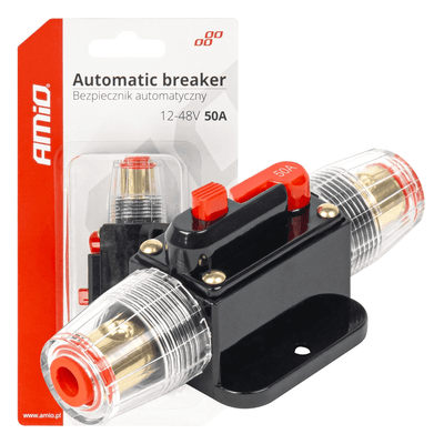 AMiO Automatische Zekering Circuit Breaker 12-48V 50A - Resetbare Zekering voor Auto Motor Stereo en Audio
