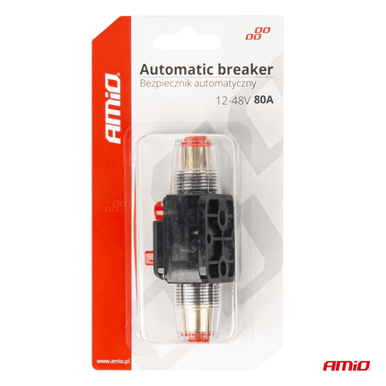 AMiO Automatische Zekering Circuit Breaker 12 - 48V 80A - Resetbare Zekering voor Auto Motor Stereo en Audio - VCTparts.nl