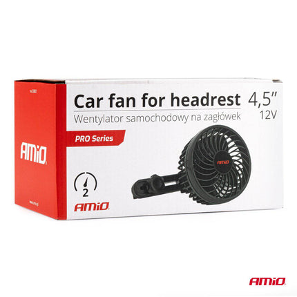AMiO AMiO Autoventilator voor Hoofdsteun met USB - oplader Zwart (5x10cm) 12V AMiO 4